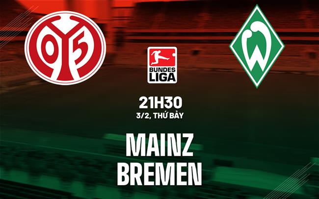 Bình luận bóng đá Mainz vs Bremen 21h30 ngày 3/2 (Bundesliga 2023/24)